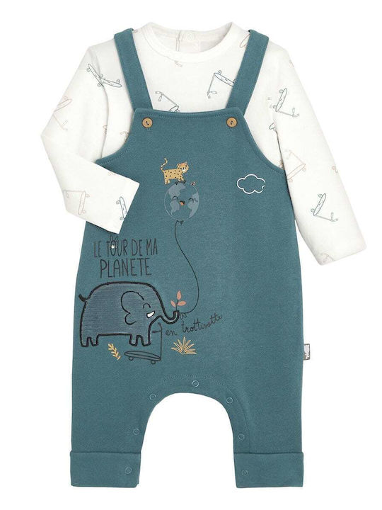 Petit Beguin Green Salopette Set with T-Shirt for Boy