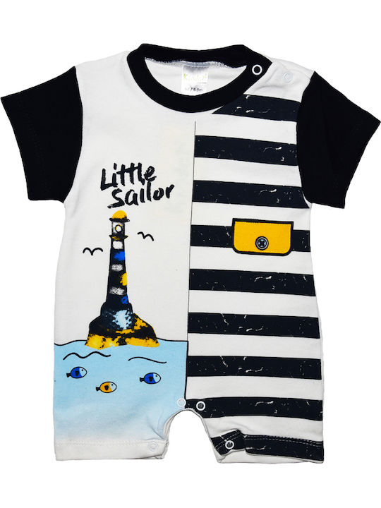 Детско Бодито Мацко Къс Ръкав Леви Синьо Тъмно "little Sailor"