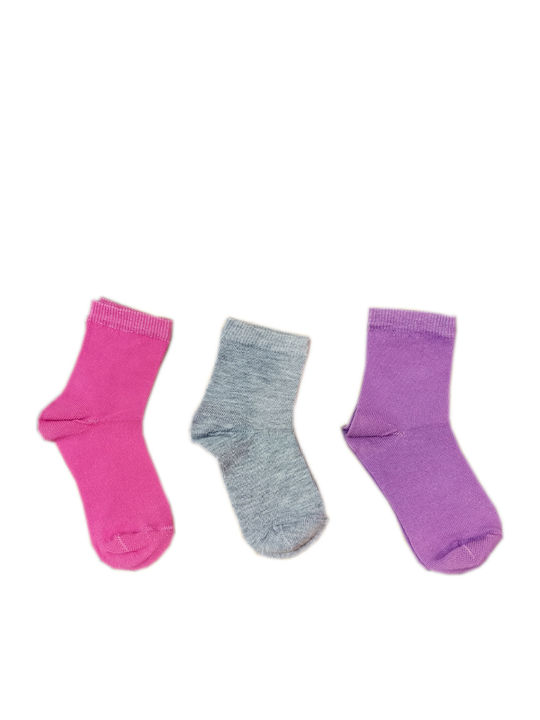 ME-WE Kids' Socks Knee-High fuchsia/grey/purple 3 Pairs