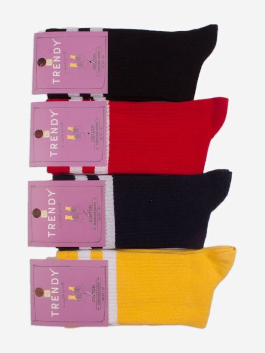 Εφηβικη Καλτσα Two Stripes Trendy Ασορτι Ανοιχτο Pack 4 Τεμ Πολύχρωμο