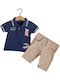 Bebus Kinderbekleidungssets Blaues Baby Polo-Shirt Beiges Shorts