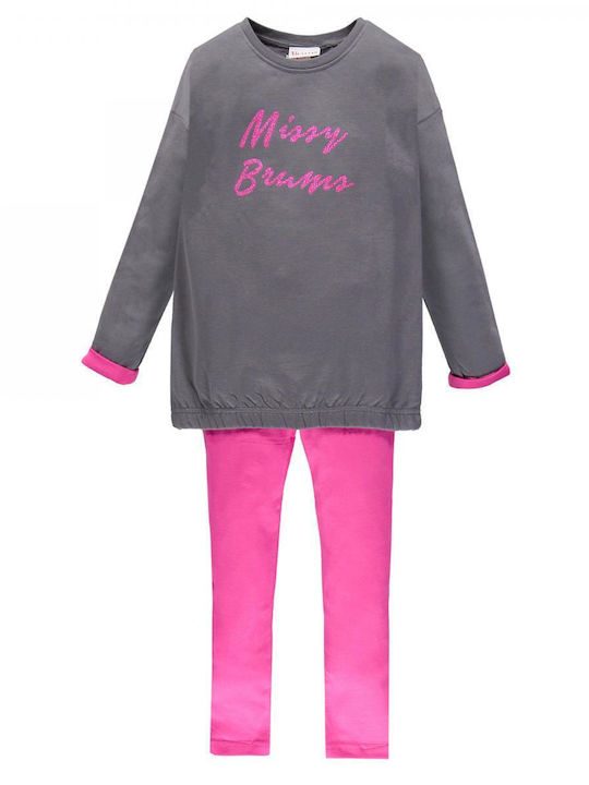 Brums Σετ Αθλητική Φόρμα Girls Set 2pcs Tracksuit Leggins 183bgep001-853 Γκρι Σκούρο Κορίτσι
