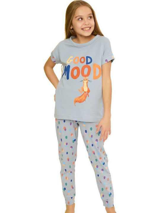 Pijamale Copii Misenza Tina Bumbac Gri Deschis