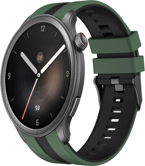Amazfit Balance 22mm Δίχρωμο Αθλητικό Λουράκι Σιλικόνης Ρολόι Λαδί+μαύρο