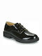 Citrouille et Compagnie Girls Patent Leather Moccasins with Laces Black