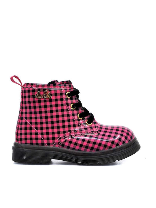 Papistas Kids Ankle Boots in the Style of Martins for Girls Baby Fuchsia Synthetic Patent Leather