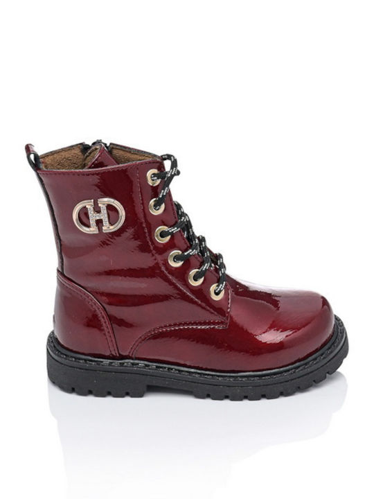 Scarpy Anatomisch Lederne Kinderstiefel mit Reißverschluss Burgundisch
