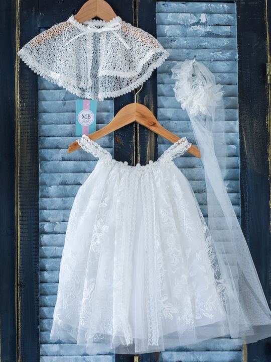 Weiß Taufkleid aus Spitze