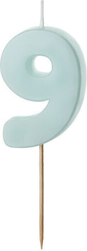 Birthday Candle Number 9 Light Blue 5.5 Cm