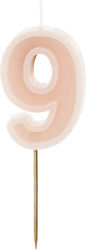Birthday Candle Number 9 Dusty Pink 6 Cm