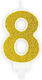 Number "8" Candle Gold Glitter
