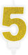 Nummer 5 Geburtstagskerzen Gold Glitzer