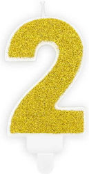 Nummer 2 Geburtstagskerzen Gold Glitzer