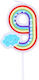 Geburtstagskerzen Nummer 9 Regenbogen