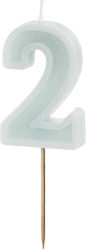 Birthday Candle Number 2 Light Mint 6 Cm