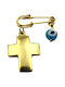 Child Safety Pin Talisman Gold Plated with Cross