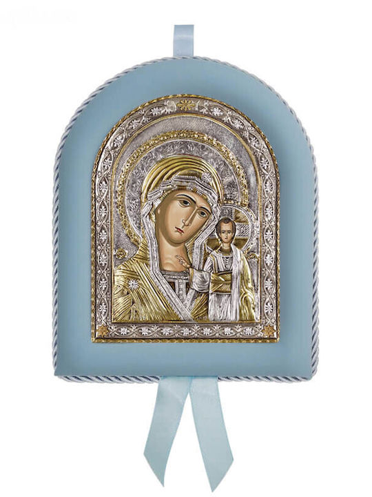 Silver Image Newborn Boy Virgin Mary Kazanskaya 17x14cm Local Gold Plating