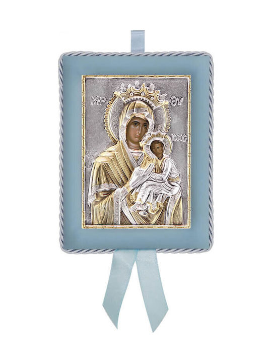 Silver Image Newborn Boy Virgin Mary Immaculate 14.5x11.5cm Local Gold Plating