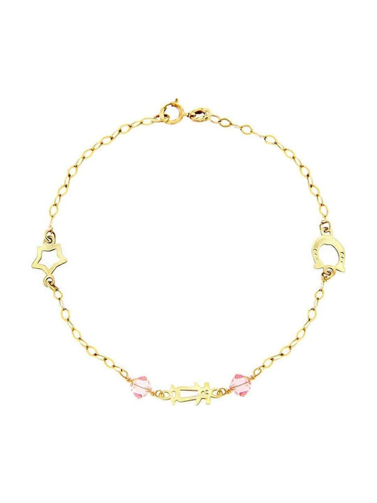 Eforo Kids Bracelet Chain K14 girl from Gold 14K with Stones