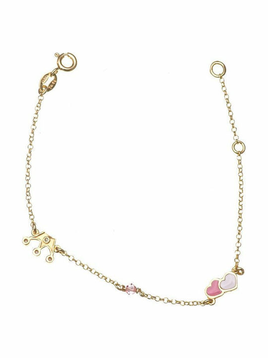 Kids Bracelet Gilded Silver 925 Crown Hearts