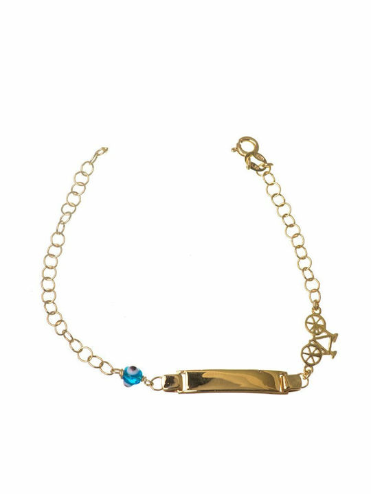 Paraxenies Kids Bracelet ID from Gold-plated Silver with Evil Eye