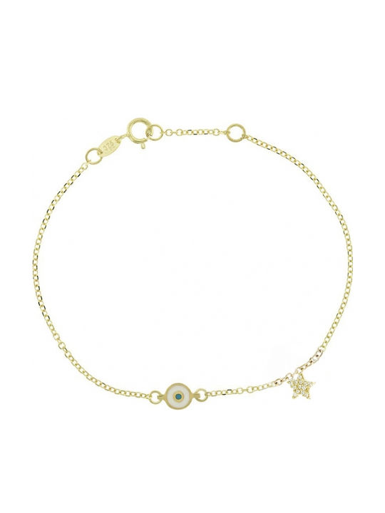 Art d or Kids Bracelet Chain from Gold 9K with Evil Eye