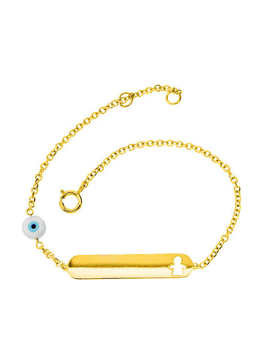 Xrisokosmima Kinderarmband ID Armband-Identität aus Gold 9K mit Böses Auge