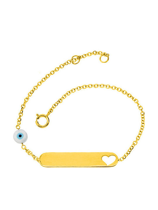 Xrisokosmima Kinderarmband ID aus Gold 9K mit Böses Auge