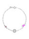 Silver 925 Plated Round Bracelet "ic Xc Ni Ka" Paws Pink Enamel & Evil Eye Tgs-21266w