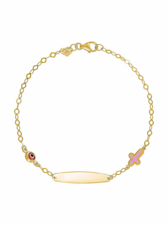 Kids Silver 925 Gilded Little Star Pink Enamel & Evil Eye Tgs-21315y