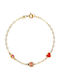 Kids Gold Bracelet K9 Easter Bug Heart Red Enamel & Evil Eye Tgb-21499y