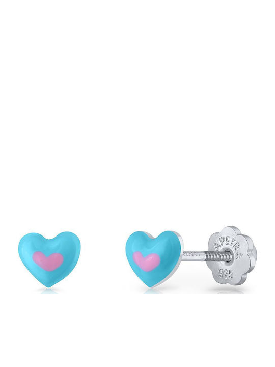 Lapetra Kids Earrings Blue Hearts Princess Silver 925 Enamel