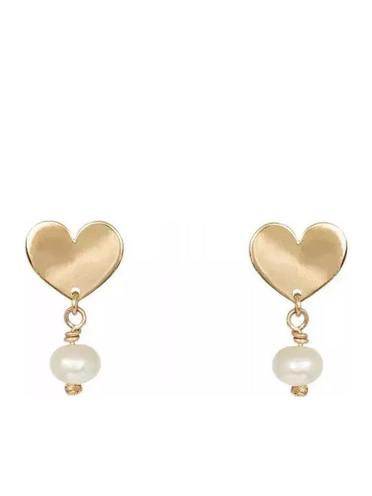 Vergoldete Kinderohrringe Herzchen K14 Perlen 046046 046046 Gold 14 Karat