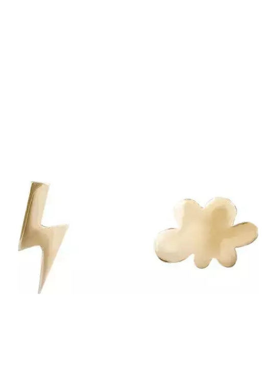 Kids Earrings C14 Cloud and Lightning 036075 Gold 14 Carats