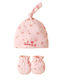 Set Für Neugeborene Weiches Turban Handschuhe 0-3 Monate Rosa