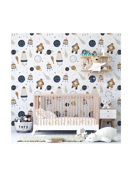 Embossed Kids Wallpaper Planets Spaceships