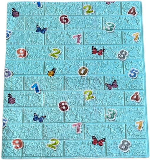 Kids Wall Sticker 3D Panel Blue Numbers Foam 69x77cm