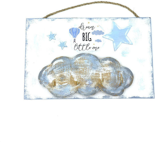 Handmade Wooden Kids Wall Hanger Air Balloon Sky Blue