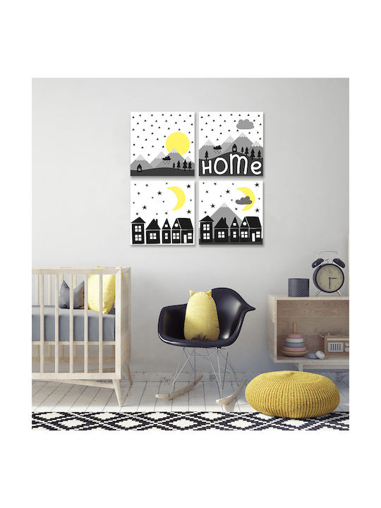 Σετ Παιδικός Πίνακας Καμβά Home Knv0500 40cm X 40cm