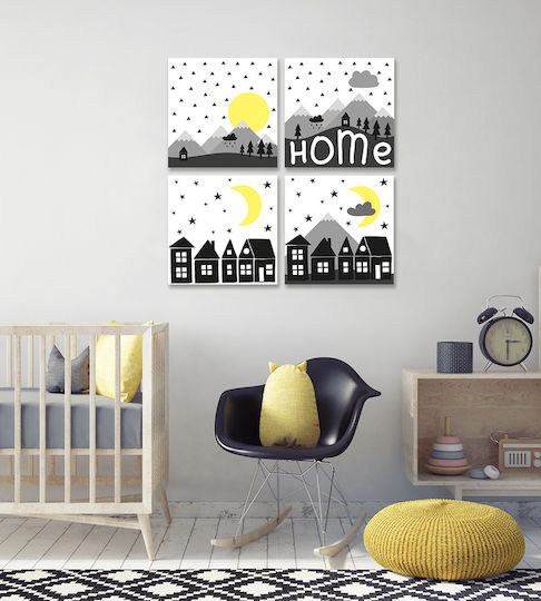 Σετ Παιδικός Πίνακας Καμβά Home Knv0500 40cm X 40cm
