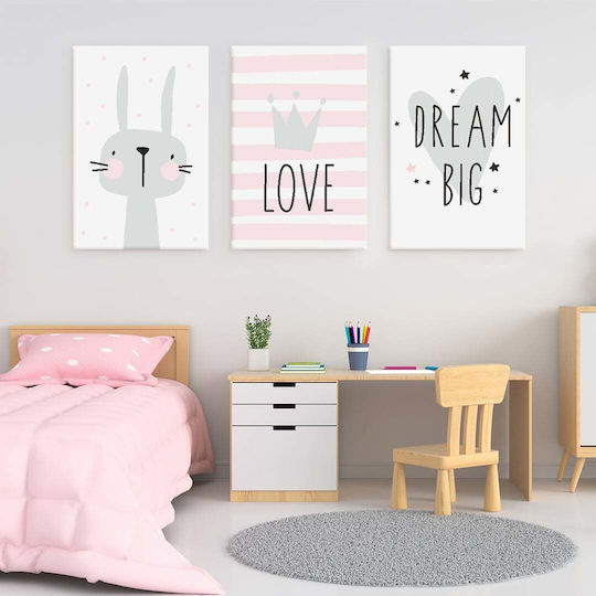 Трикратен Панел Канава Love Dream Big 30x45см 3 Детски табла