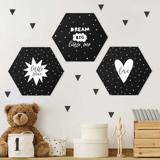 Set de 3 Panouri Hexagonale Dream Big 25x22cm
