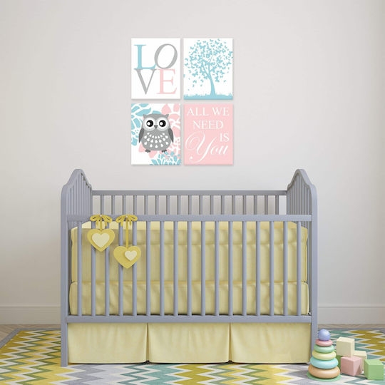 4-teiliger Kinder Wandkunst Leinwand Love Owl 30x45cm