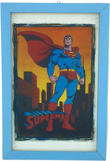 Handgemalter Hölzernes Gerahmter Superman