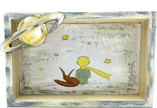 Handmade Wooden Framed Little Prince Fox Blue Kids Wall Art