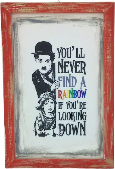 Χειροποίητο Κάδρο Ξύλινο Charlie Chaplin