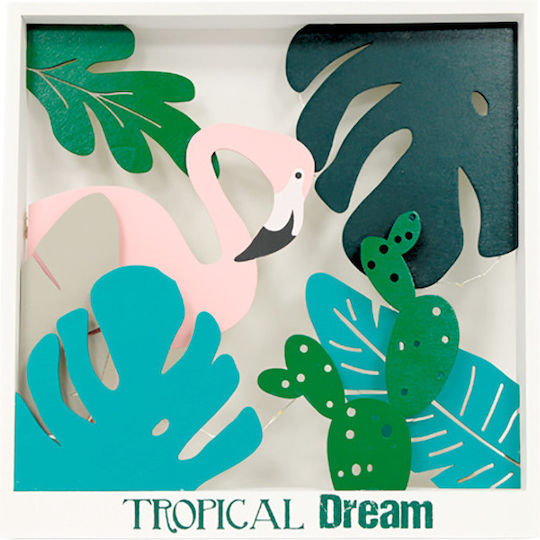 Illuminated Led Flamingo Green Kids Wall Art