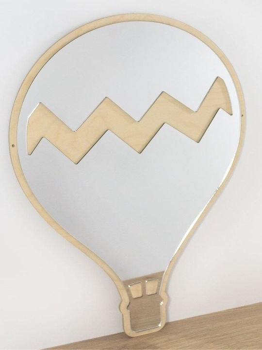 Caravelshop Oglindă Decorativă pentru Copii Balon cu aer cald din Lemn 50x37cm