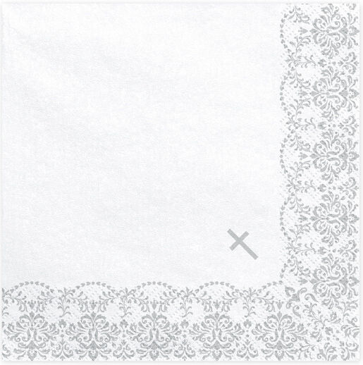 Kommunion-Servietten Ornament 33x33cm Silbern 1 Pack 20 Stücke