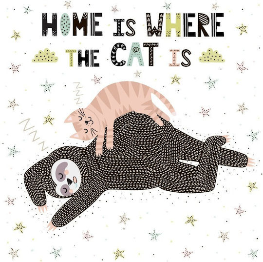 Poster Kinderposter Bärchen Katze Papier 100x100cm